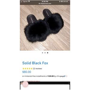 GSWUOO Black Fur Slides size 8